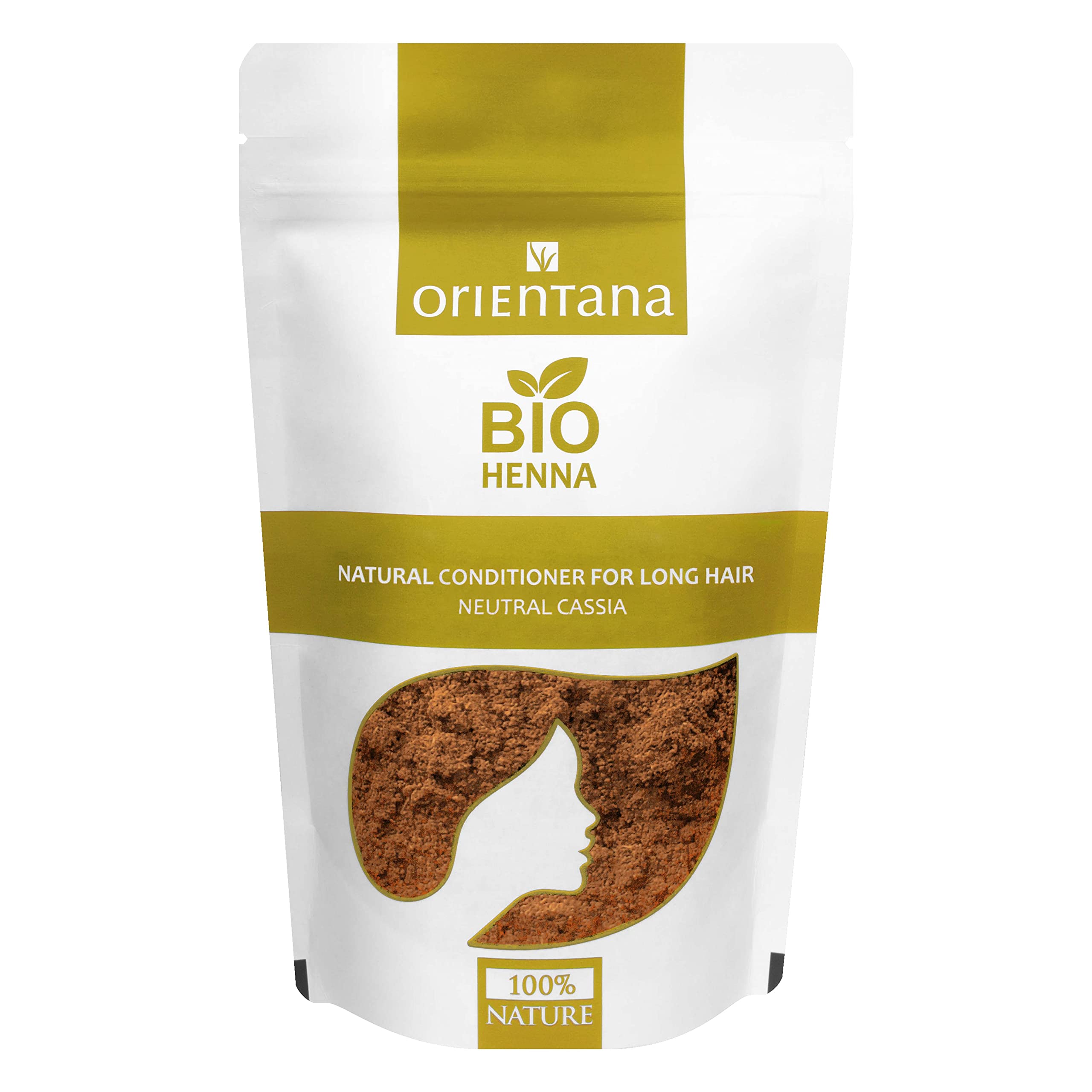 Orientana - 100% Natural Vegan Bio Hair Henna Neutral Powder | Herbal Hair Dye & Conditioner for Long Hair | Enhances Shine, Volume & Natural Highlights | No Coloring | 100g | Perfect for Natural Hair Care, Vegan Lifestyle & Chemical-Free Styling