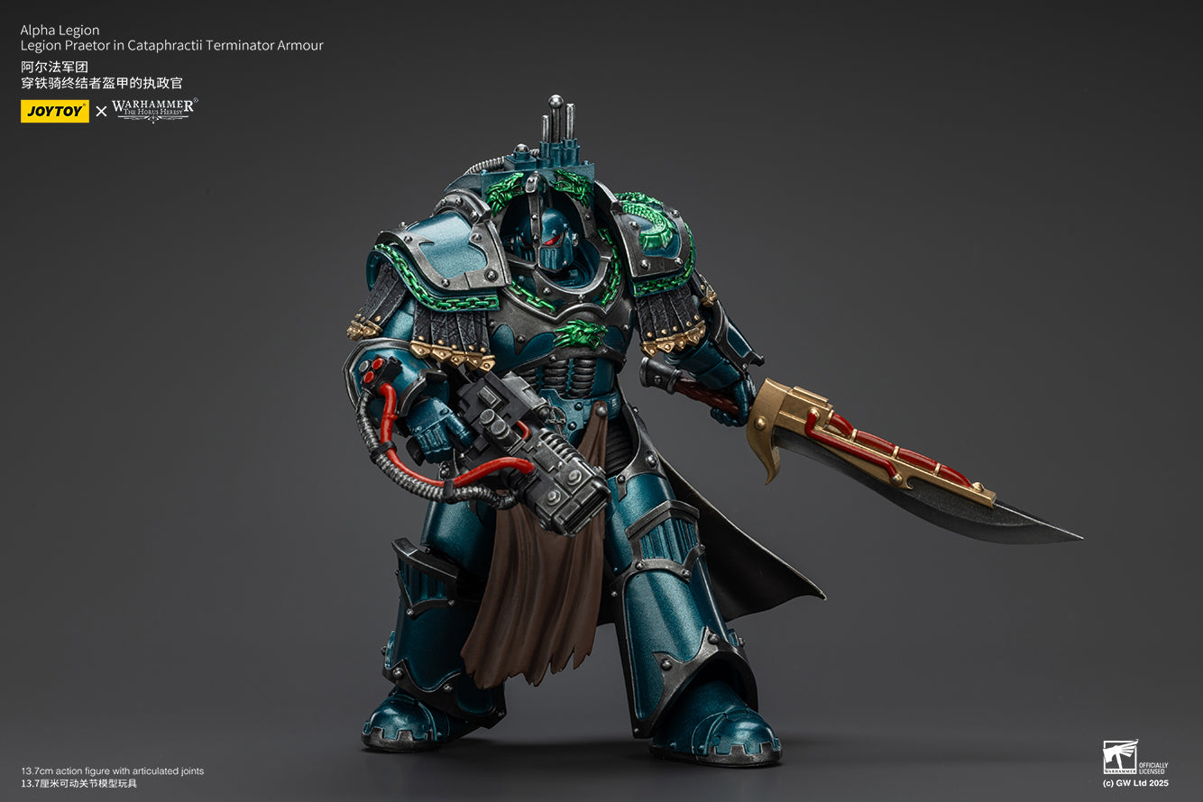 1/18 JOYTOY Warhammer The Horus Heresy Alpha Legion Praetor in Cataphractii Terminator Armor Action Figure - Collectible Model for Warhammer 40K Fans & Tabletop Gaming Scenes
