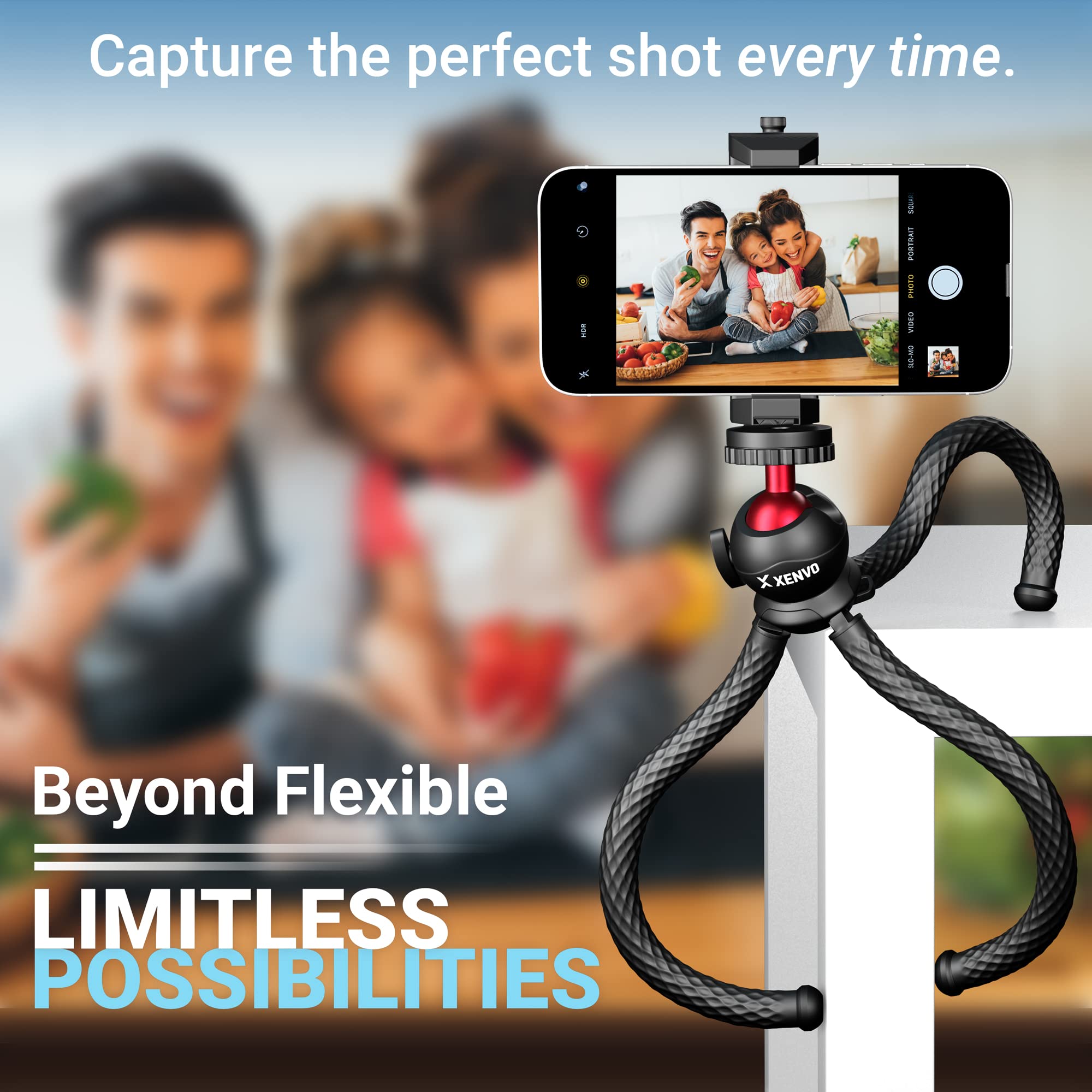 SquidGrip Flexible Phone Tripod for iPhone, GoPro & Android - Perfect for Vlogging & Travel
