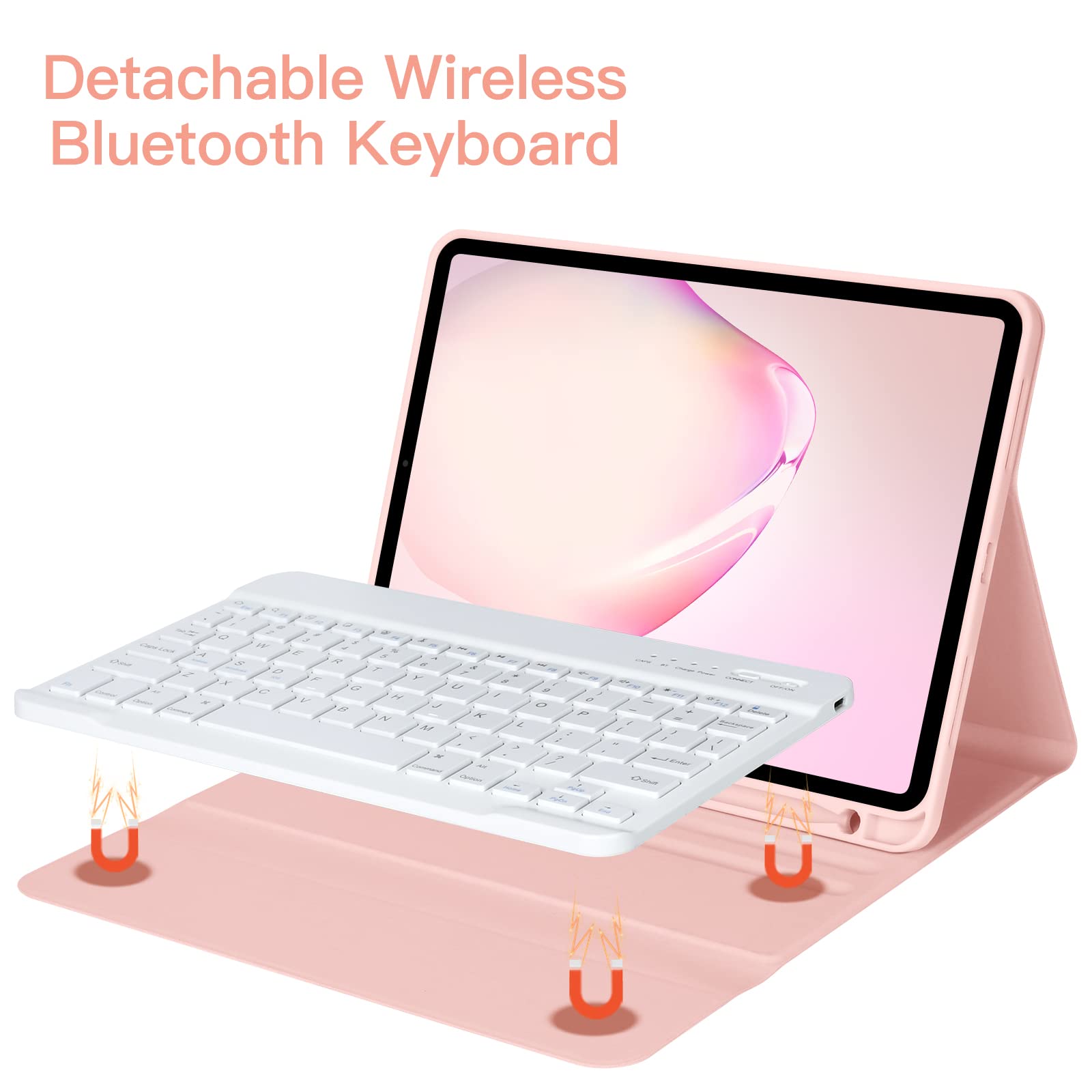 BQSS iPad Air 11 Inch (M2) 2024 Keyboard Case - Wireless Bluetooth Keyboard Cover Compatible with iPad Air 10.9 Inch 5th/4th Gen 2022 & iPad Air 4th 2020 & iPad Pro 1st Gen | Detachable Backlit Keyboard with Apple Pencil Holder (Pink) - Perfect for Work, Study & Travel
