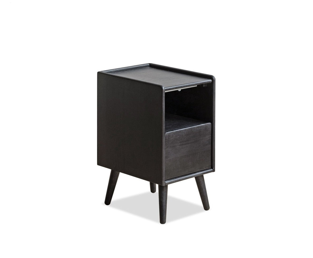 Solid Oak Wood Ultra Narrow Nightstand with Soft Light Sensor - Perfect for Small Bedrooms, Apartments, and Cozy Spaces