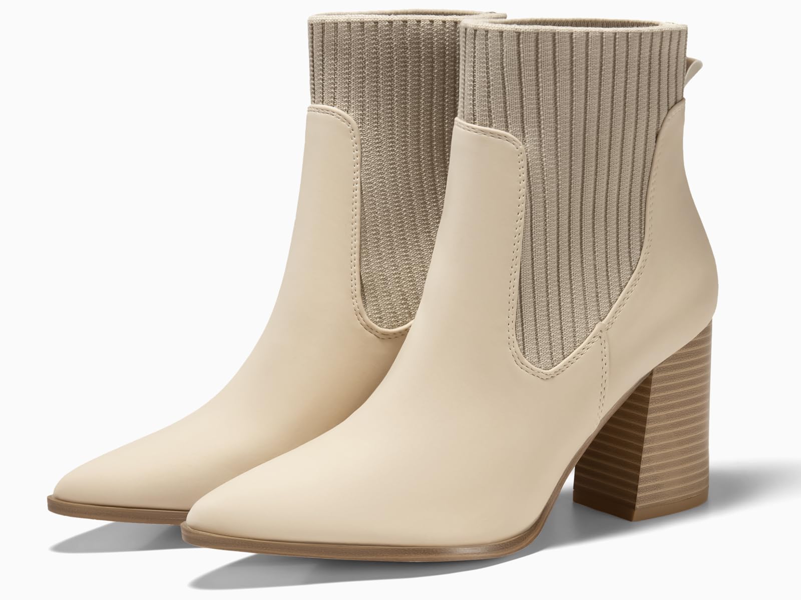 Coutgo Women's Chunky Heel Ankle Boots - Pointed Toe Knit Chelsea Booties for Winter, Dress & Casual Outfits | Perfect for Office, Party & Everyday Wear