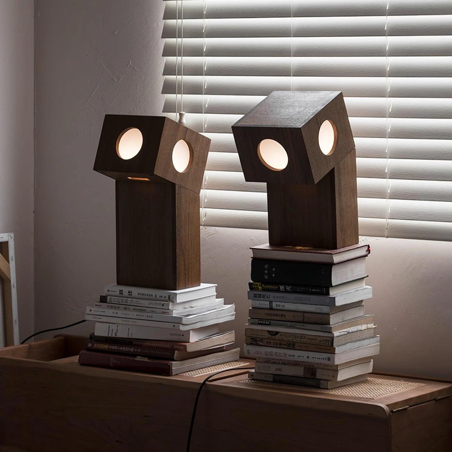 Modern Wooden Table Lamp - Handcrafted Timber Desk Light for Bedroom, Living Room & Office - Warm Ambient Lighting for Reading & Relaxation