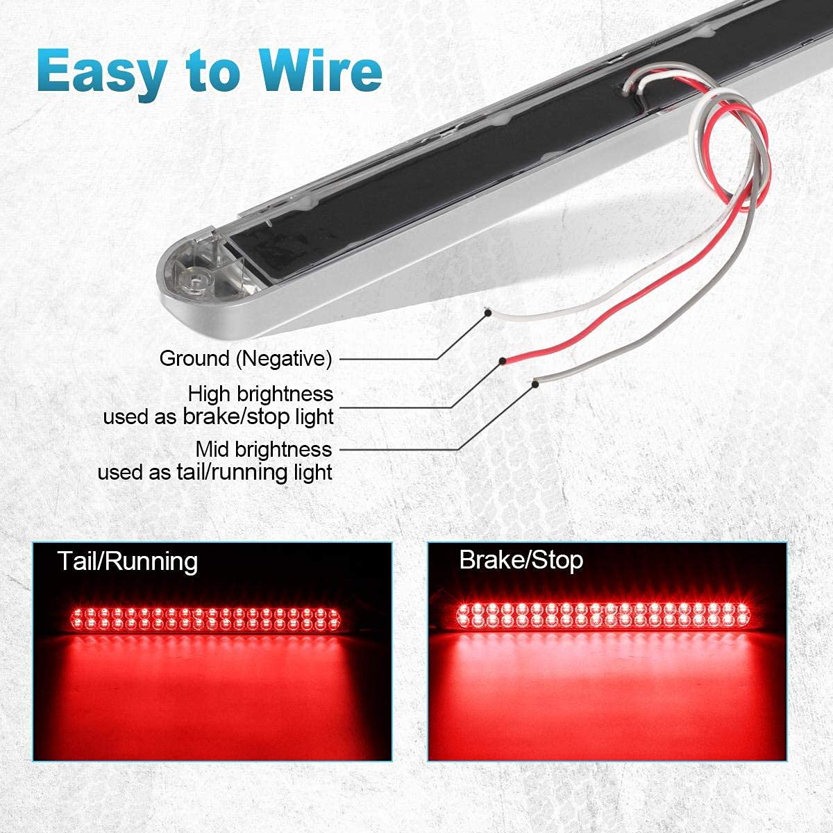 PARTSam 17 Inch LED Trailer Light Bar Kit - 40 LED Dual Row, 2Pcs 17
