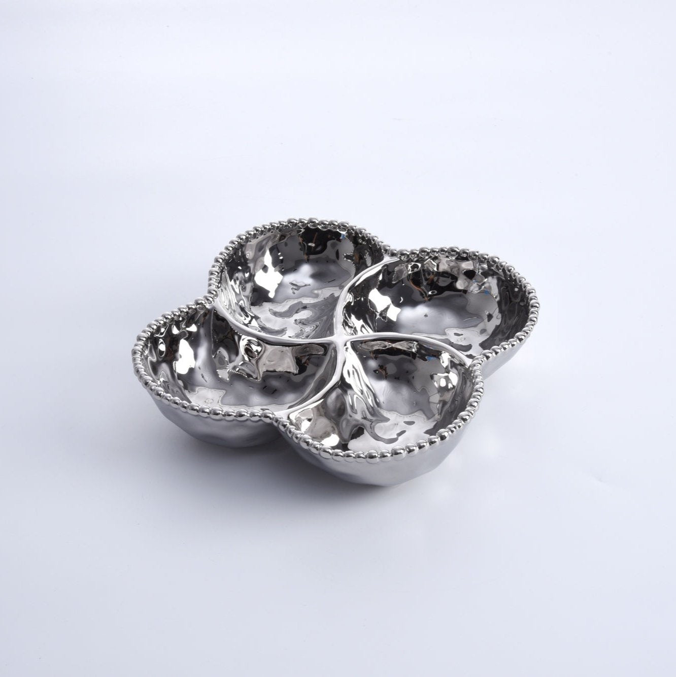4-Section Silver Tray 9×9×2 Inches - Perfect for Serving Appetizers, Desserts, and Party Snacks