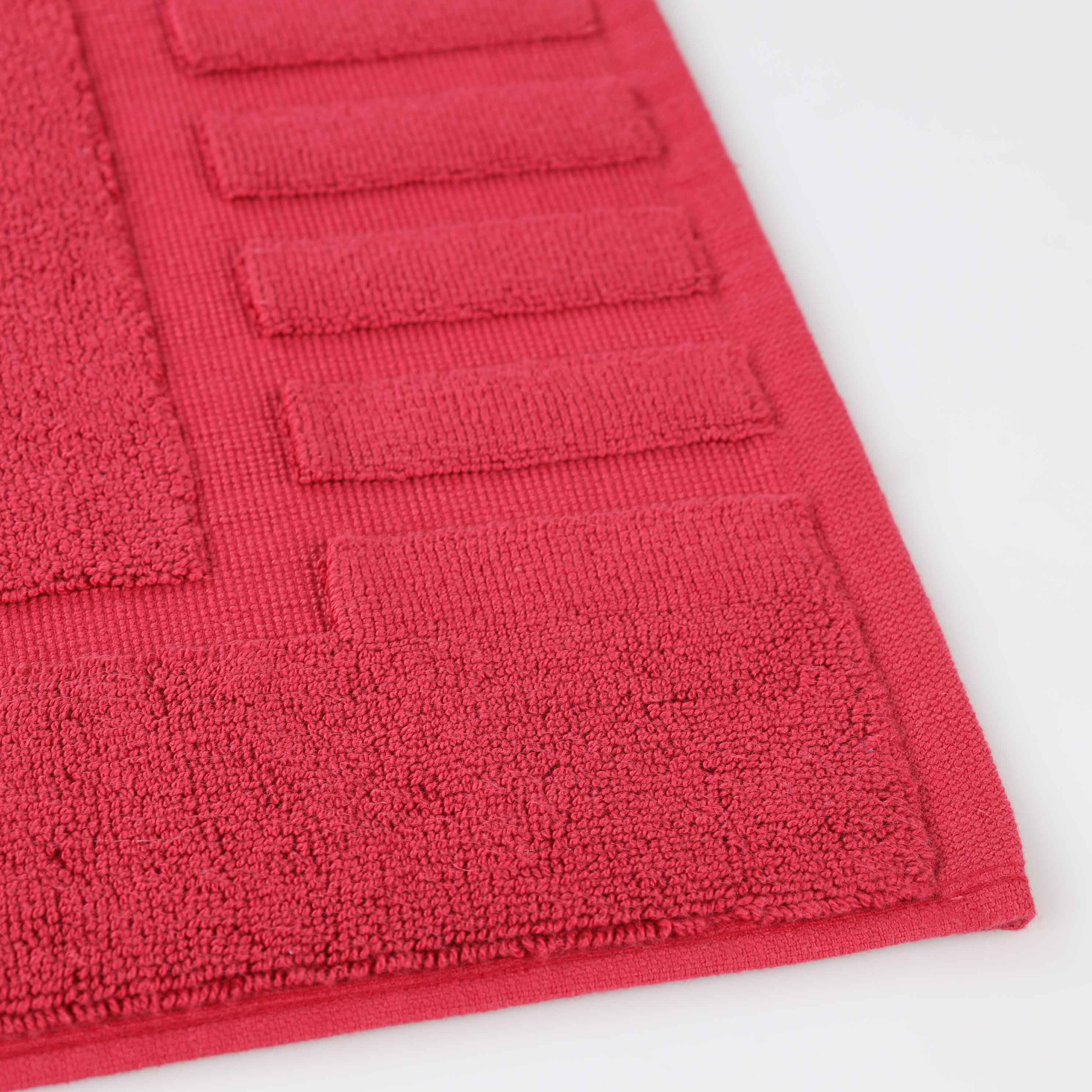 Premium Cotton Modern Geometric Border Bath Mat Set of 2 - Ultra Absorbent, Non-Slip, Quick Dry Bathroom Rug for Bath, Shower & Vanity Area