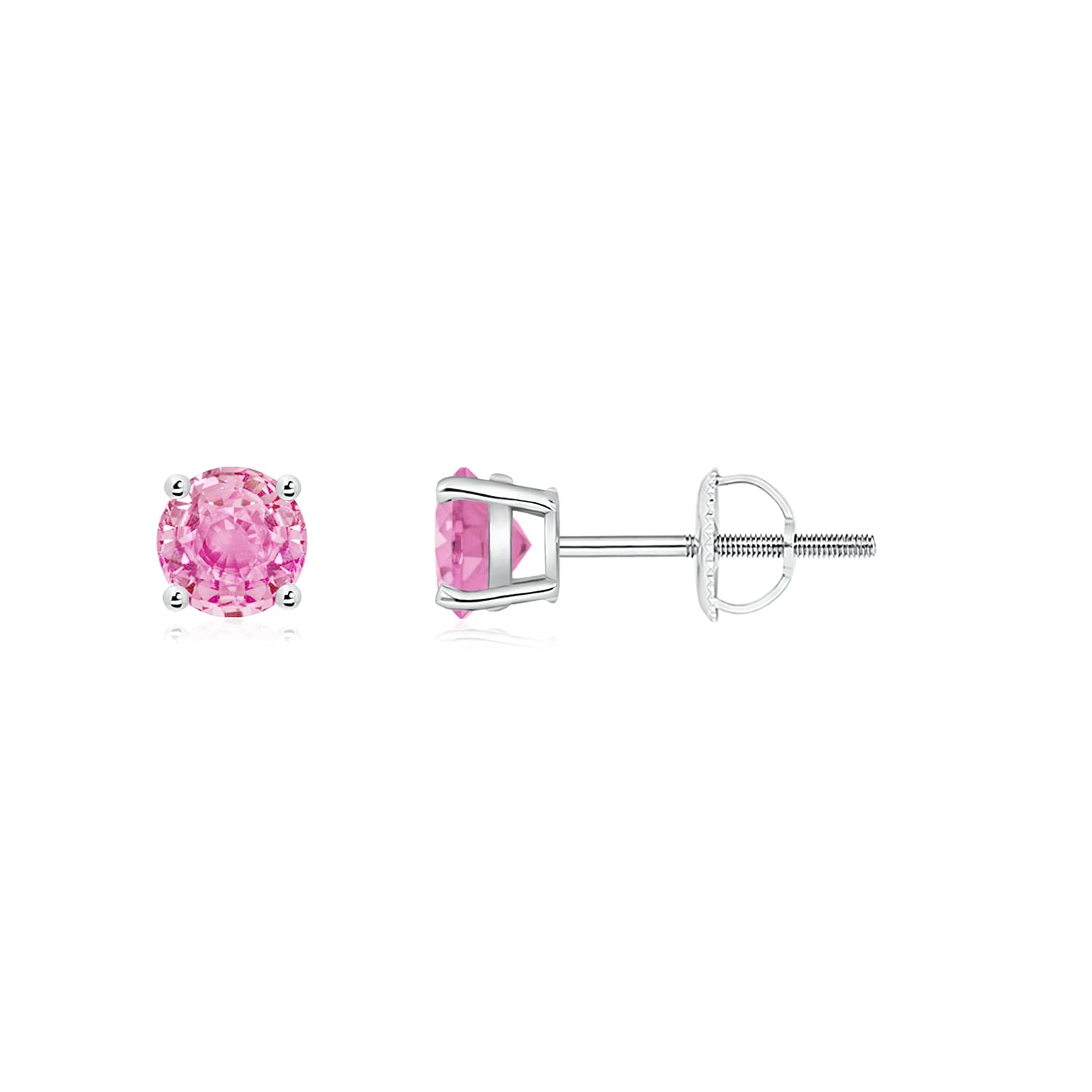 Angara Round Pink Sapphire Stud Earrings - 0.66 Carat Total Weight (cttw) Genuine Pink Sapphire Gemstone Jewelry for Women - Perfect for Weddings, Anniversaries & Everyday Elegance