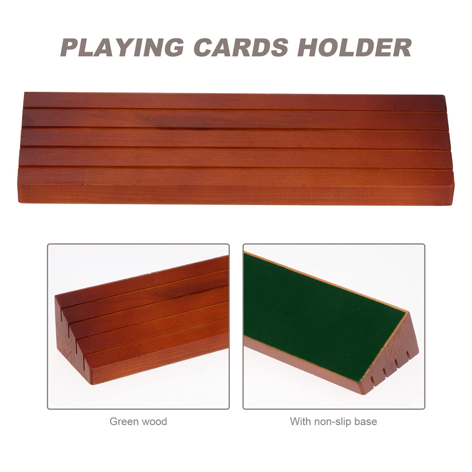 Wooden Card Holder & Plastic Playing Card Tray - Poker Game Organizer, Tabletop Stand for Game Cards, Board Games, and Casino Nights - Perfect for Poker Nights, Family Game Time, and Casino-Themed Parties