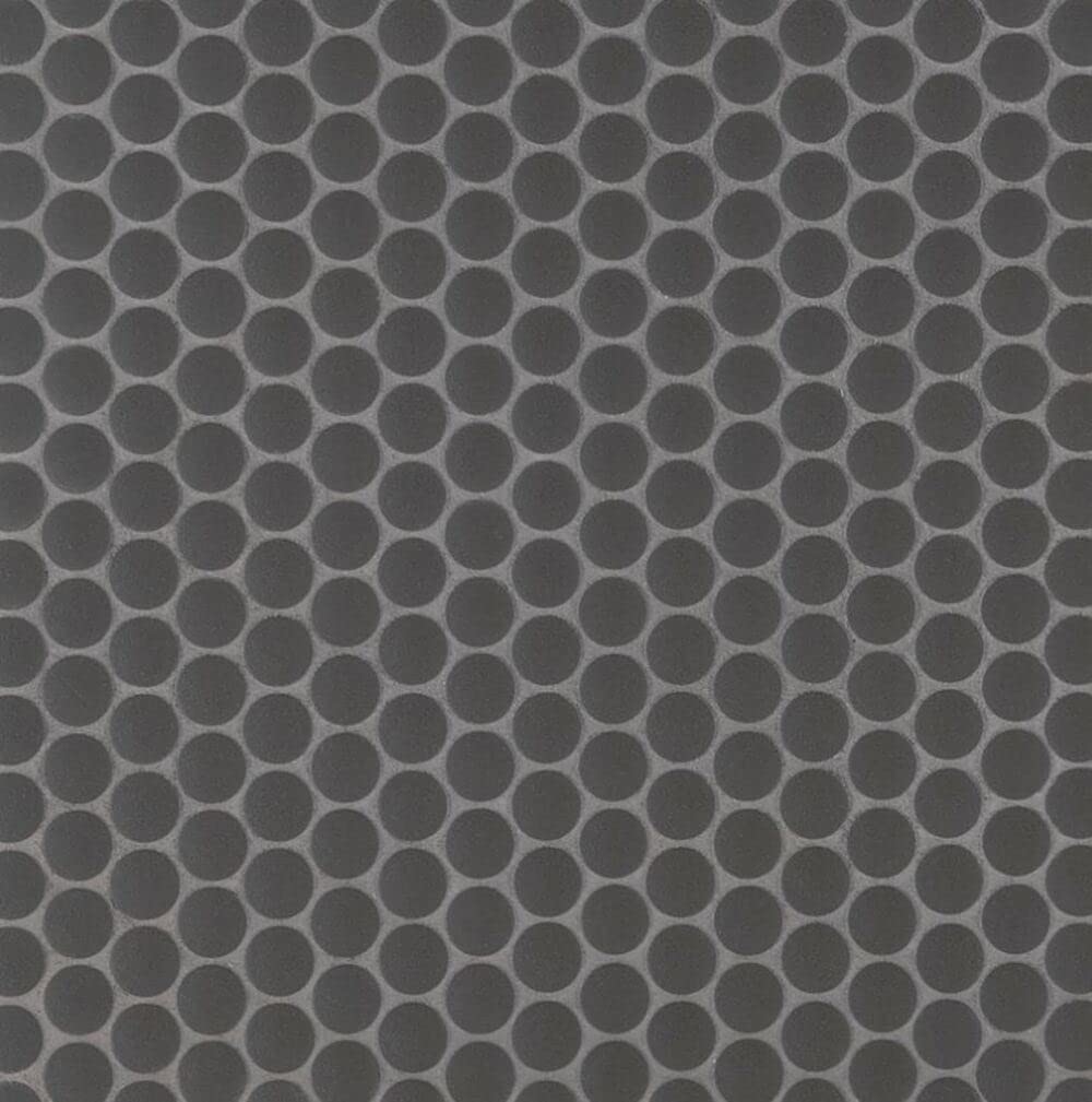 Unglazed Penny Round Porcelain Mosaic Tile - 15 Pcs per Box (12x12 Mesh) - Black Matte Floor & Wall Tile for Bathroom, Backsplash, Kitchen & Shower - Easy Installation & Waterproof Design
