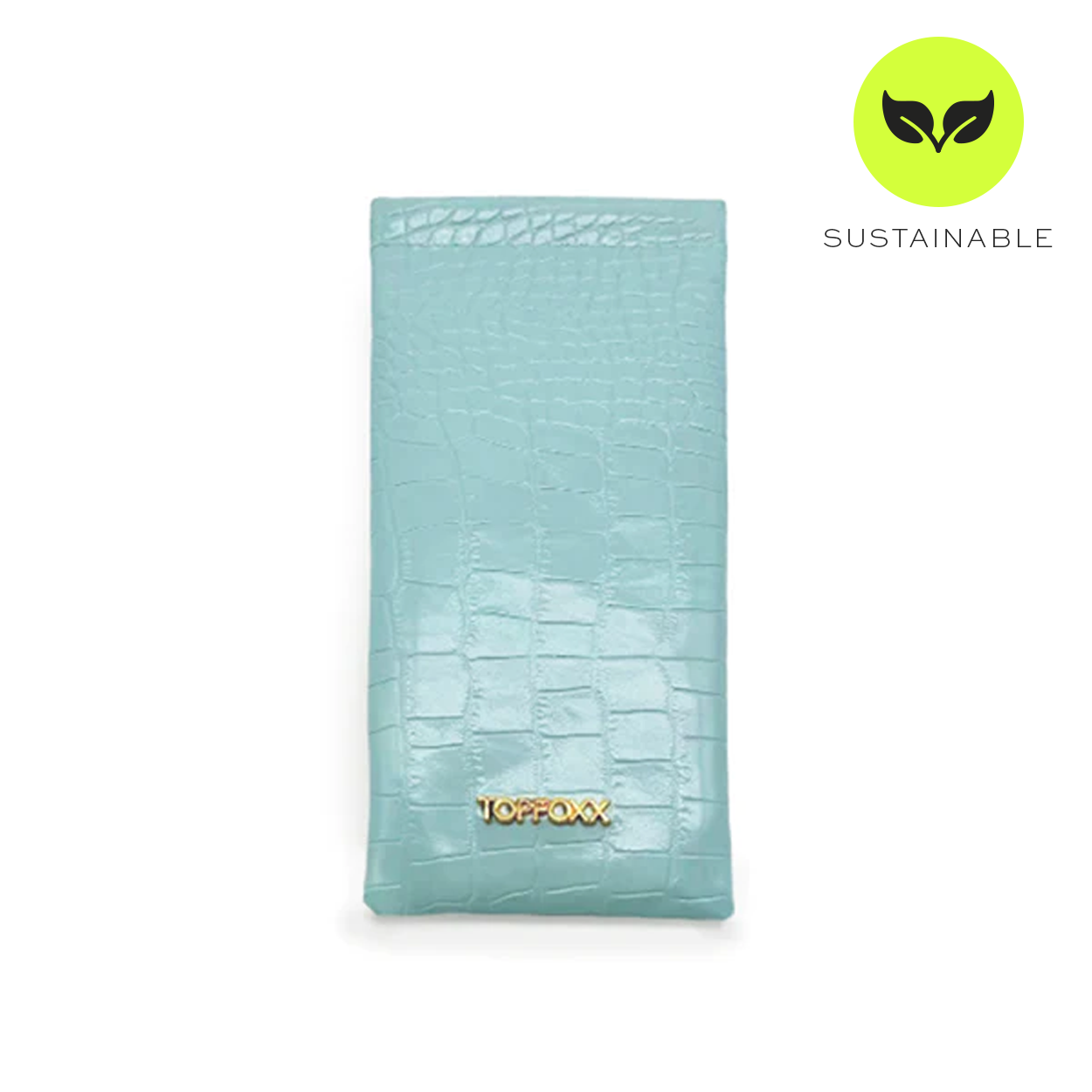 Genuine Faux Crocodile Leather Turquoise Soft Pouch - Stylish Makeup Bag, Travel Organizer & Gift for Women