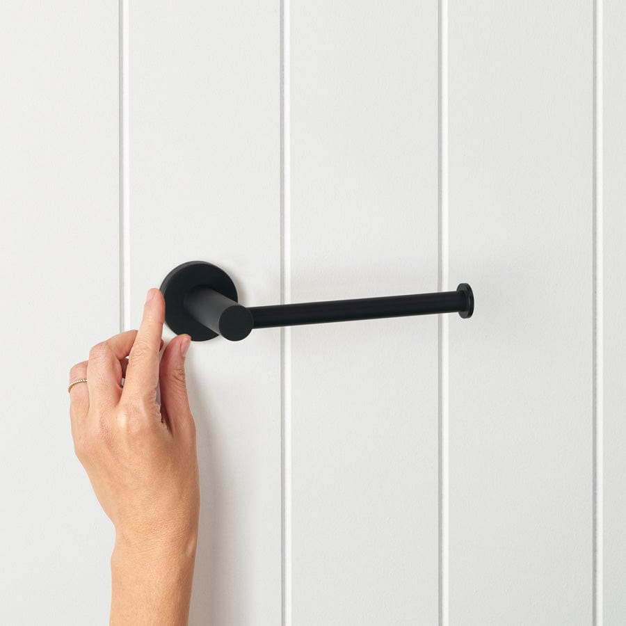 Stainless Steel Toilet Paper Holder - Matte Black Bathroom Tissue Roll Stand for Modern Homes | Wall Mounted for Small Spaces & Apartments