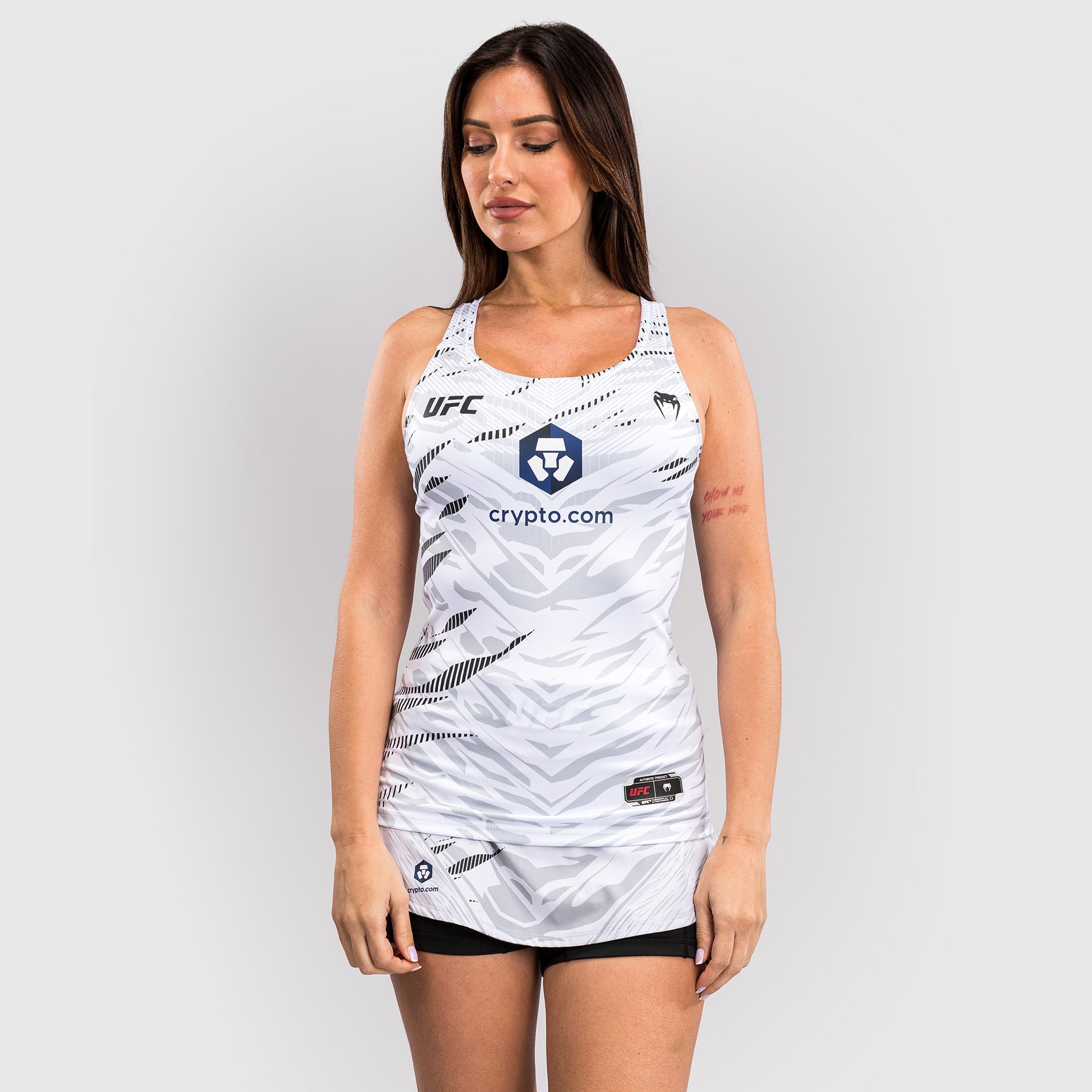 Venum UFC Fusion Authentic Women's Fight Night Fitted Tank Top with Built-in Shelf Bra - White | MMA Training & Gym Workout Apparel