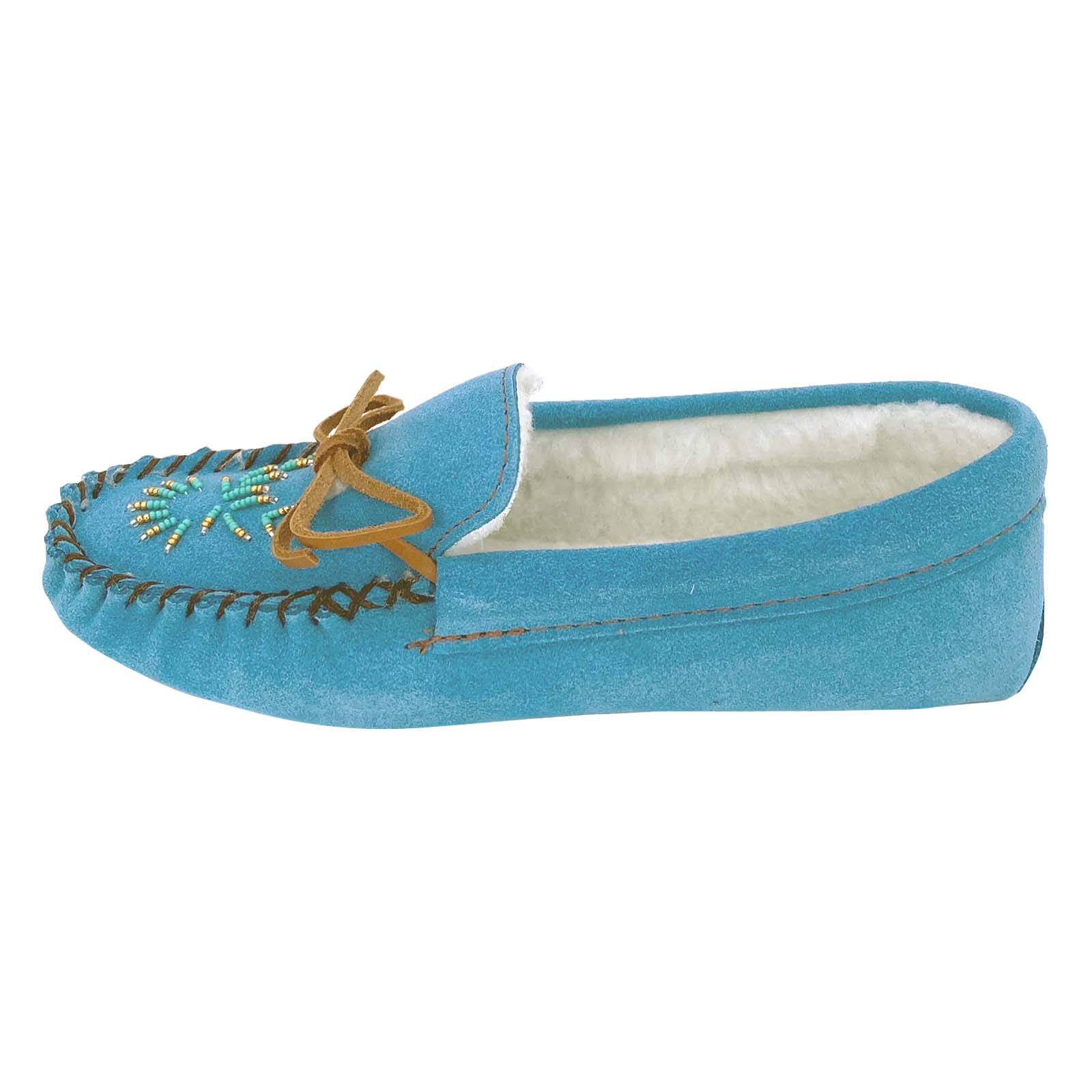 Women's Soft Sole Beaded Fleece Lined Suede Moccasins - Cozy Indoor/Outdoor House Slippers for Winter Comfort & Warmth - Perfect for Home, Lounge & Cold Weather Wear