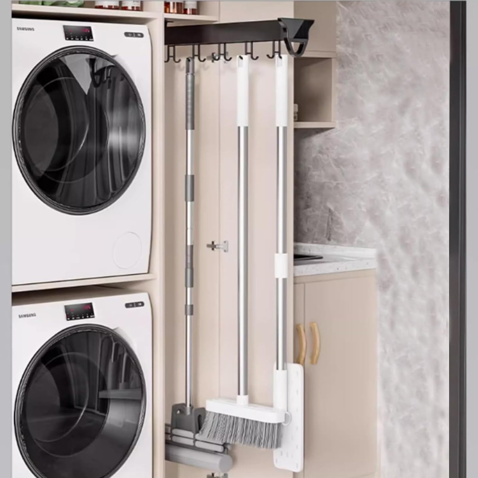 **Pull Out Pots and Pans Organizer for Kitchen Cabinets - Heavy Duty Hanging Sliding Utensil Holder with Double Row Hooks, 30kg/66lbs Capacity (46cm/18.11in) - Perfect for Pantry, Spice Rack & Cooking Tool Storage**