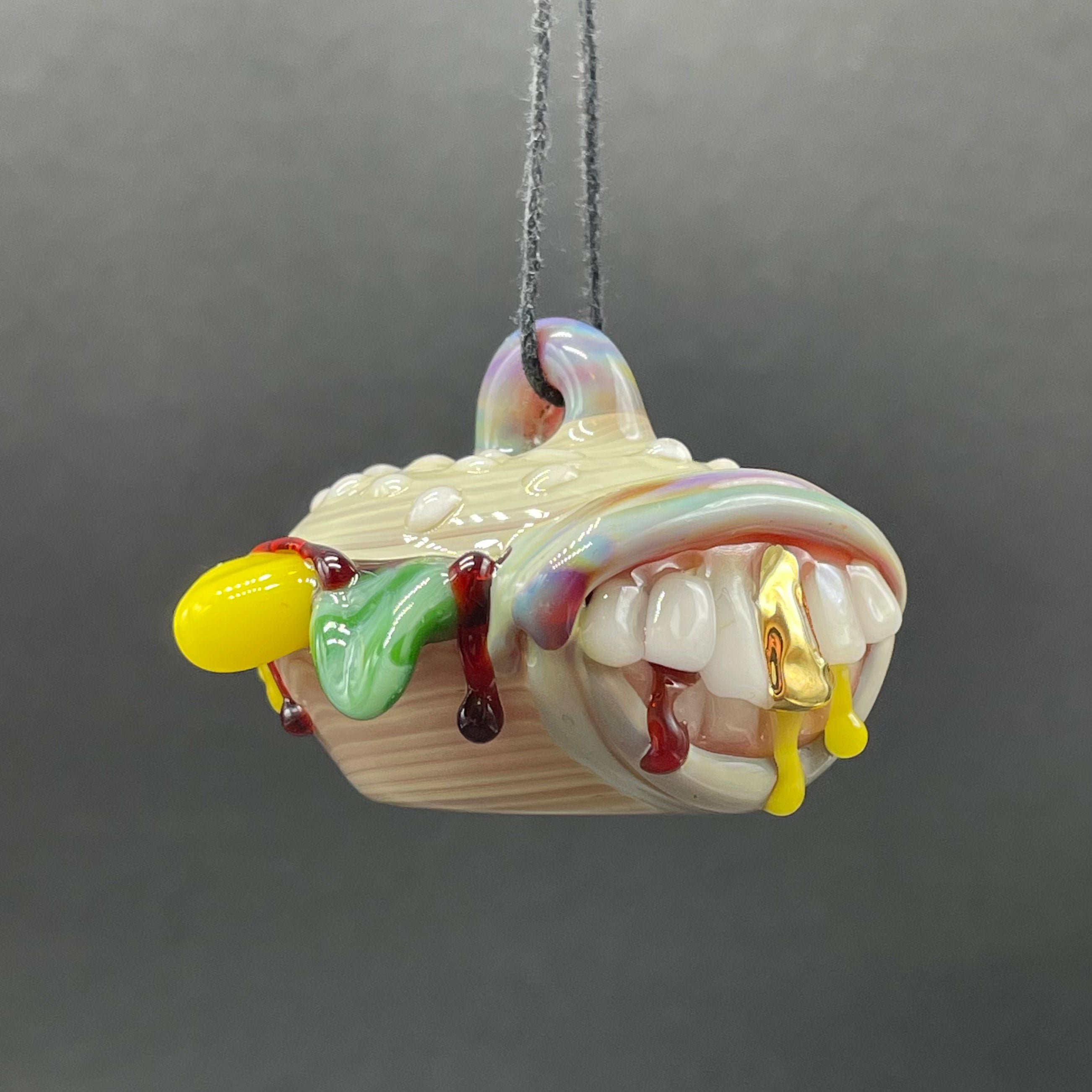 Handmade Glass Cheeseburger Pendant Necklace - Unique Food Jewelry for Burgers Lovers - Perfect Gift for Fast Food Enthusiasts & Fun Fashion Accessory