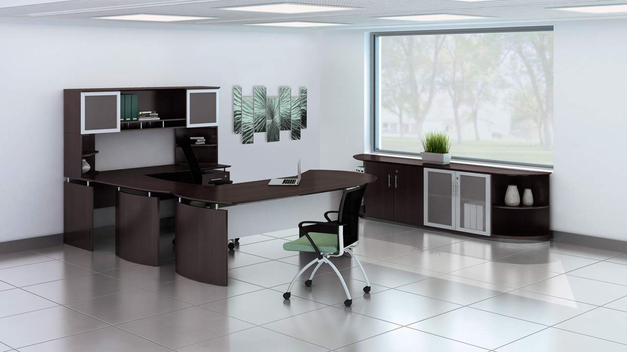 Safco Products MNBDGLLDC Medina Desk - Mocha Laminate Finish, Modern Home Office Desk for Small Spaces, Perfect for Remote Work & Study