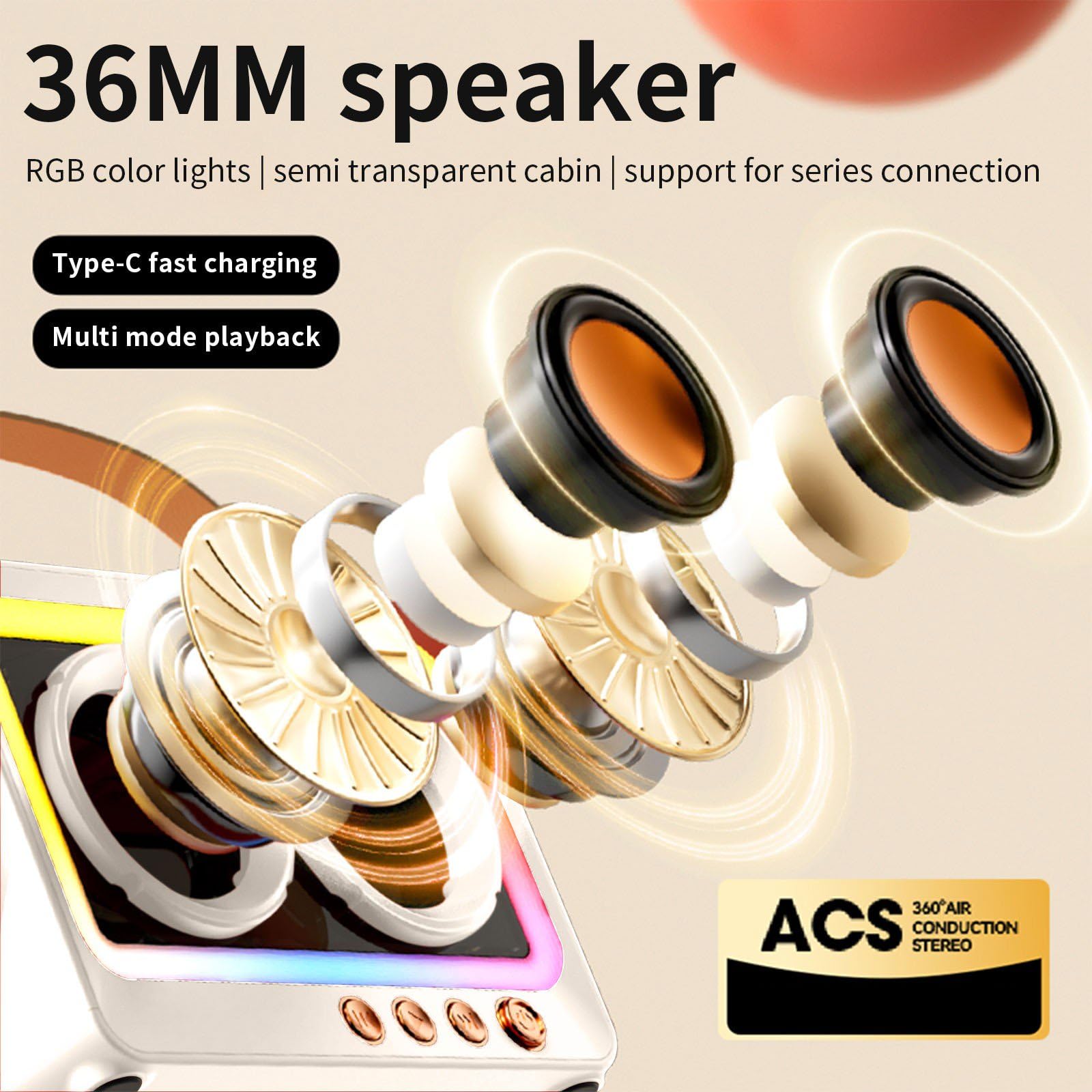 UK Technology Wireless Bluetooth Speaker with RGB Lights, Mini Portable Hi-Fi Sound, Bluetooth 5.3, Long Battery Life - Perfect for Home, Garden, and Outdoor Adventures