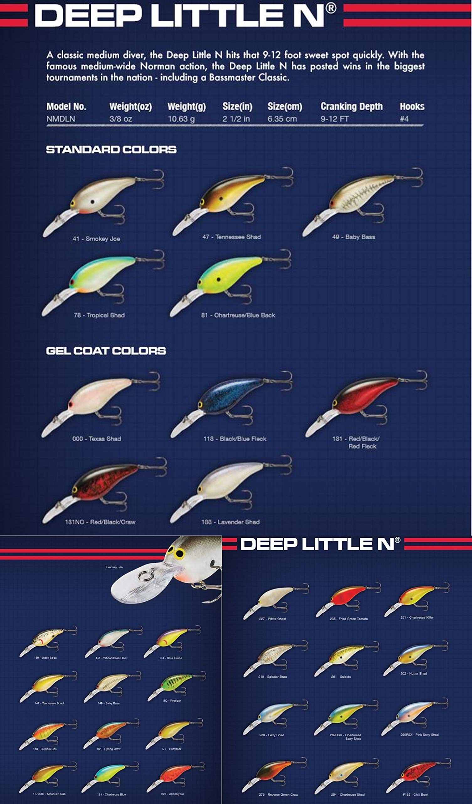 Norman Deep Little N Crankbait Bass Fishing Lure - Premium Hard Bait for Freshwater Bass, Trout, and Walleye - Ideal for Deep Water Fishing and Casting in Lakes & Rivers