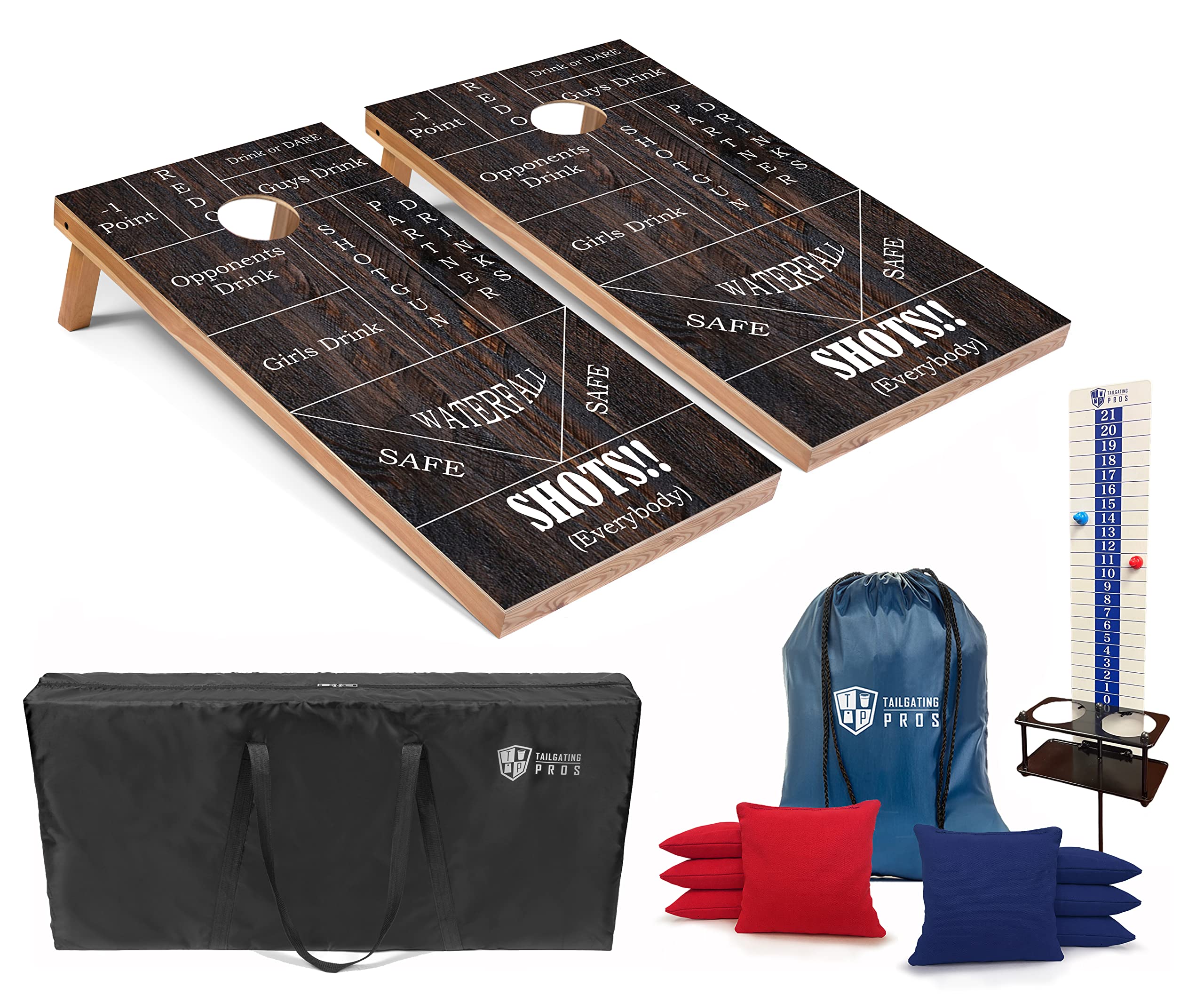 Premium Cornhole Game Set with 8 Bean Bags, Scoreboard & Carry Case - Regulation 4'x2' Corn Hole Boards - Optional LED Lights for Night Play - Perfect for Backyard Parties, Tailgating & Outdoor Events