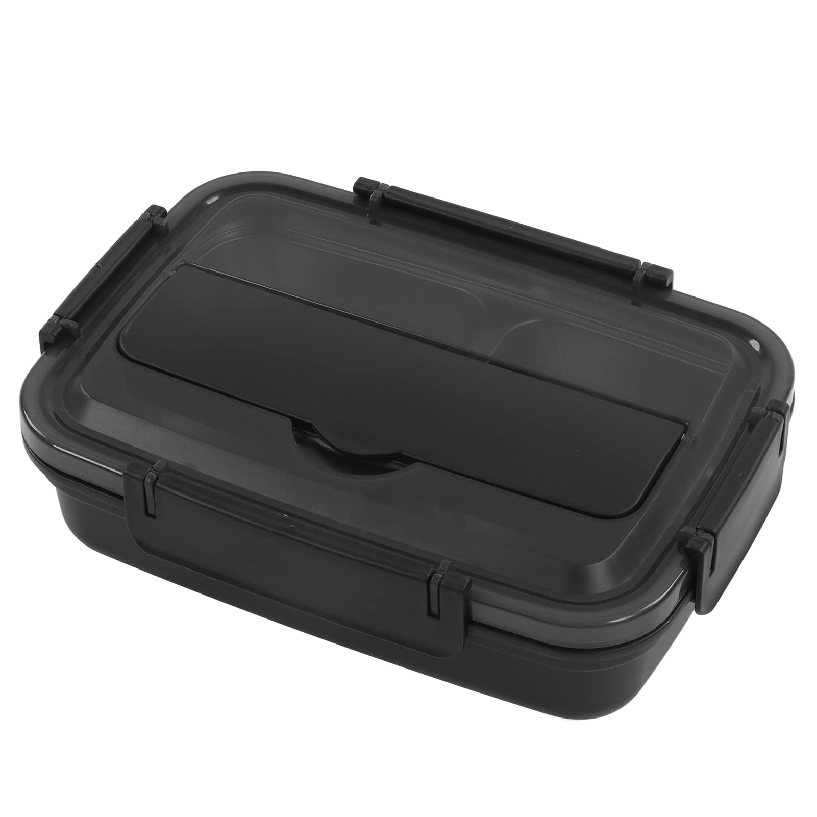 Portable 304 Stainless Steel Bento Lunch Box with 4 Compartments - Leakproof & Odorproof for Office, School & Travel - Keeps Food Fresh for Adults (Black) | Perfect for Meal Prep, Work Lunches & Picnics