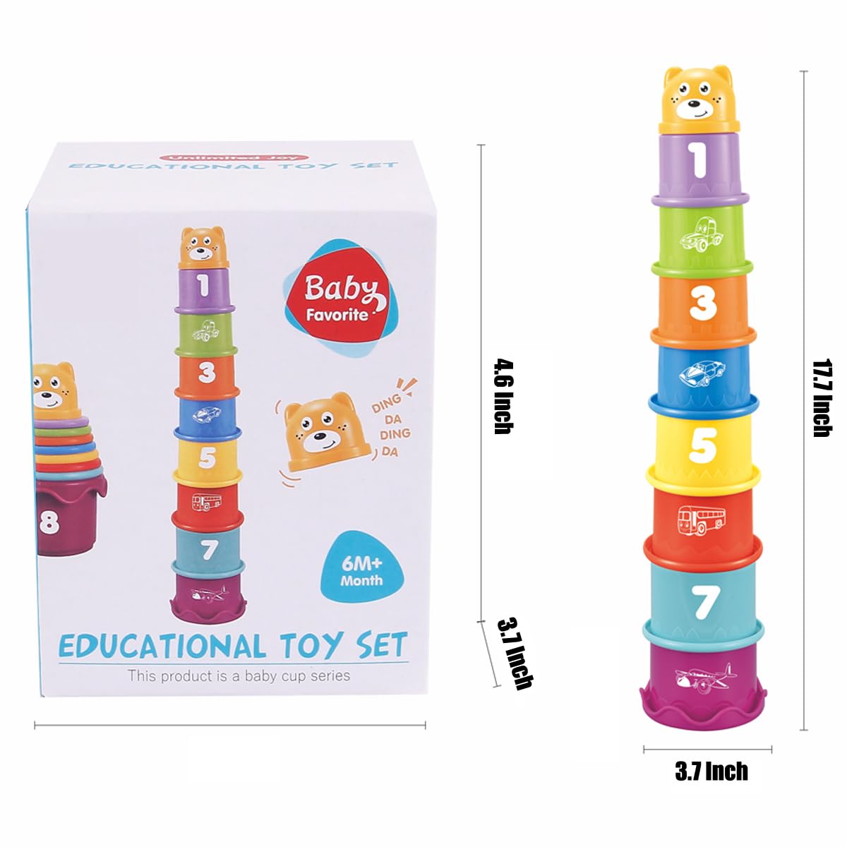 Montessori Baby Stacking Nesting Cups - Educational Toys for 6-12 Month Olds | Developmental Learning Gift for 1 Year Old Toddlers | Perfect for Sensory Play & Early Childhood Education