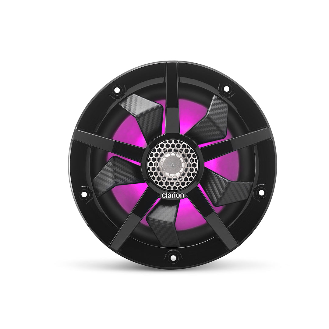 Clarion CM1623RL 6.5 Inch 2-Way Marine Speakers with RGB LED Lighting - Includes Black & Silver Grilles for Boats, Yachts & Outdoor Waterproof Audio Systems