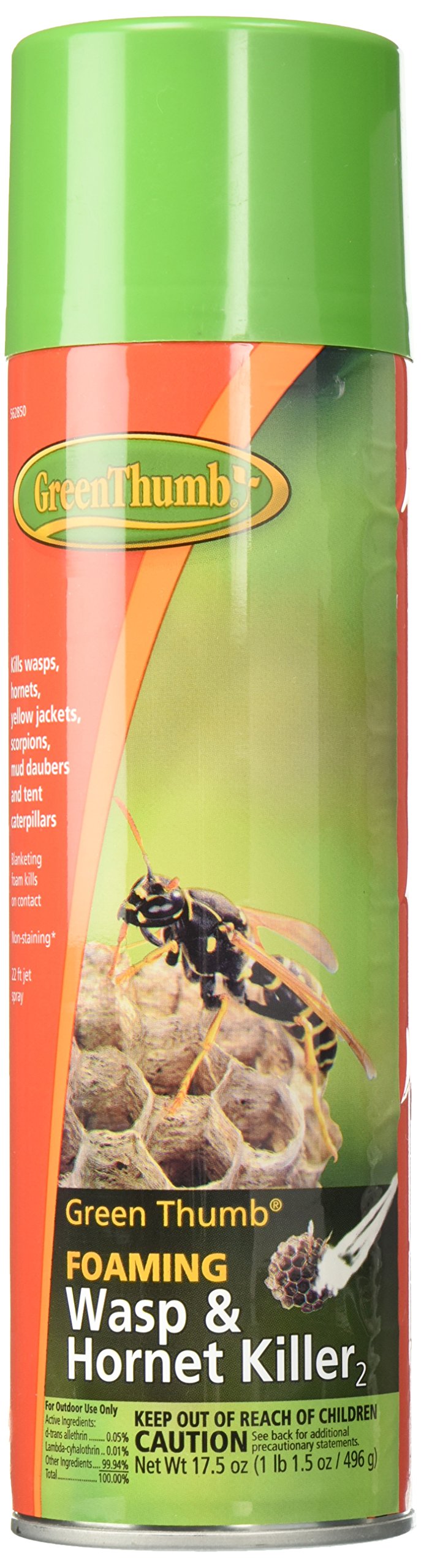 Green Thumb Foaming Wasp & Hornet Killer Spray - 17.5 oz Fast-Acting Insecticide for Outdoor Pest Control | Effective for Gardens, Patios, and Backyard Protection