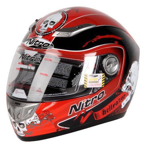 Nitro Hellrazor Full Face Motorcycle Helmet - DOT Approved for Street & Racing - Lightweight & Ventilated for Comfort - Perfect for Cruising, Track Days & Off-Road Adventures