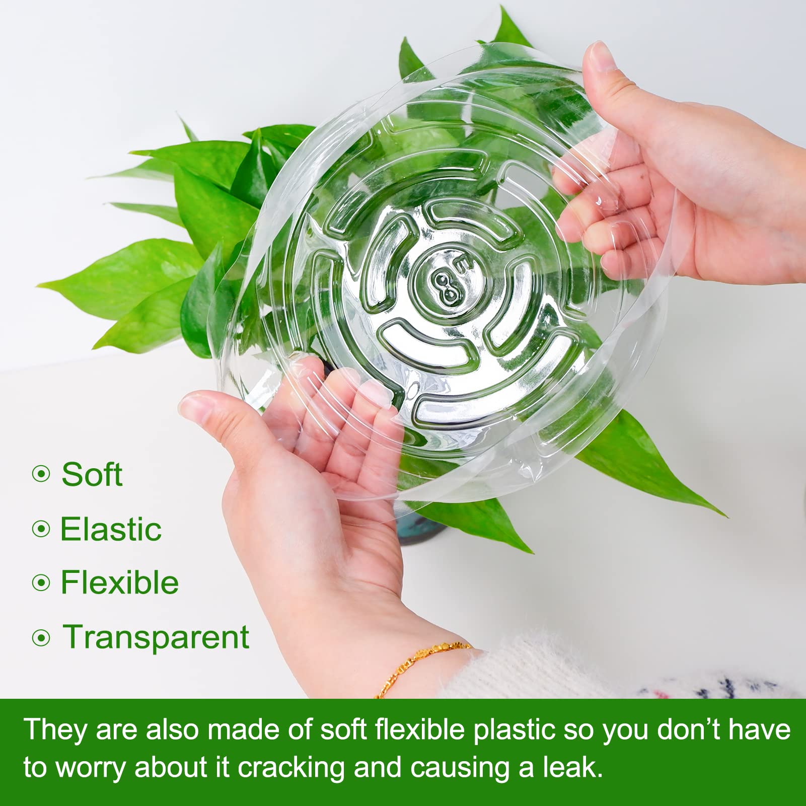 18 Pack Clear Plastic Plant Saucers - 6, 8, 10 Inch Flower Pot Trays for Indoor & Outdoor Plants | Drainage Protection for Potted Plants, Garden, Balcony & Patio Decor