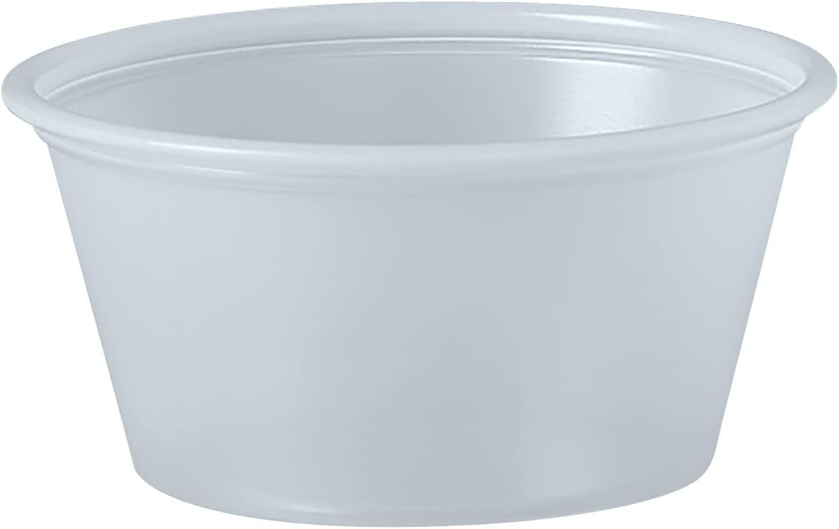 SOLO Cup Company Dart Polystyrene Portion Cups - 2.5 oz, 2500 Count Bulk Pack, Clear Disposable Cups for Parties, Catering & Food Service - DCCP200N