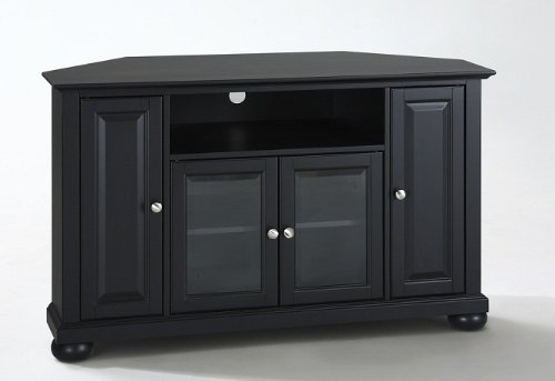 Crosley Alexandria 48-inch Corner TV Stand in Black - Modern Entertainment Center for Living Room, Bedroom & Home Theater