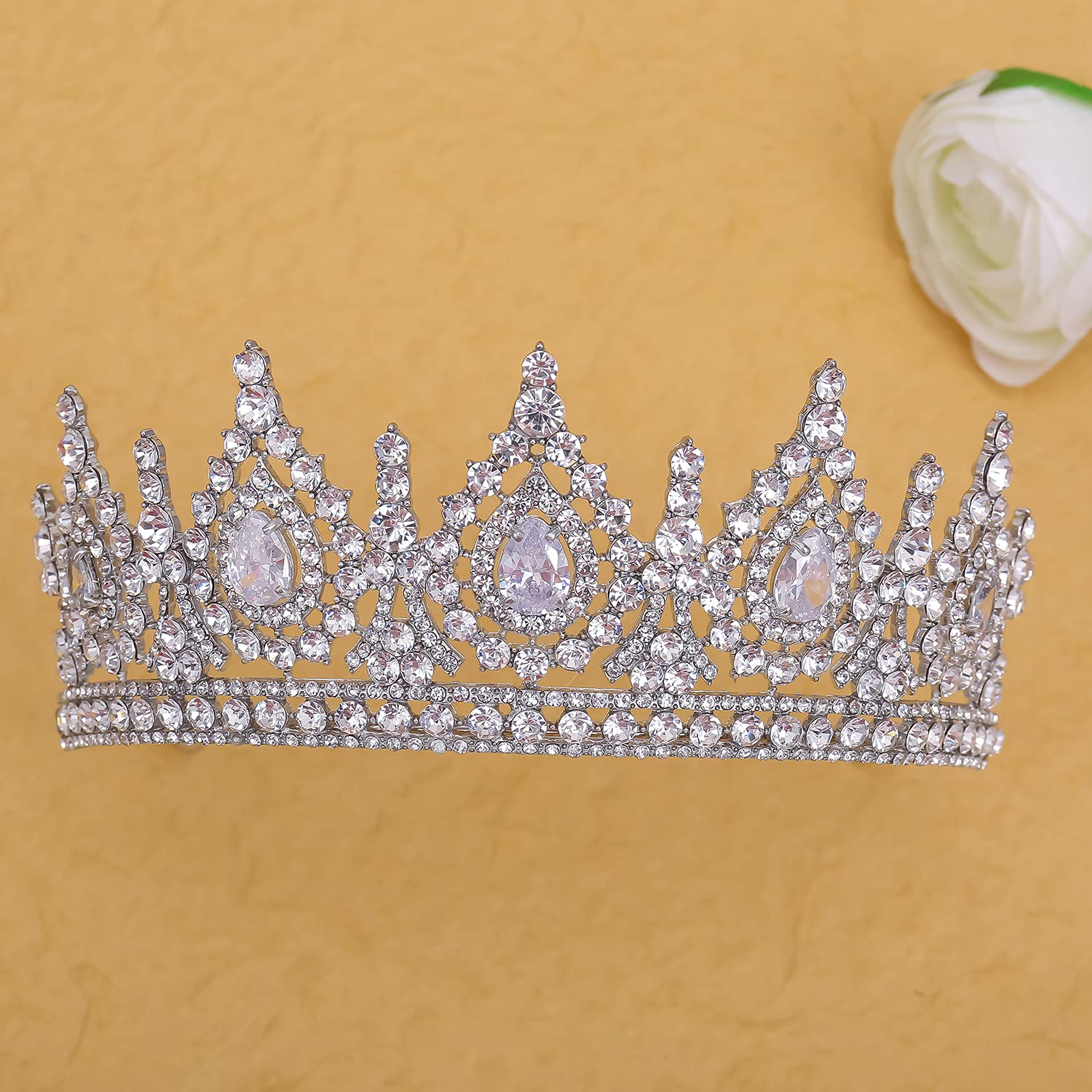Luxury Crystal Bridal Tiara for Women & Girls - Elegant Queen Crown Hair Jewelry for Weddings, Costume Parties & Special Occasions - Perfect Gift Accessory for Brides, Prom, Pageants & Photo Shoots