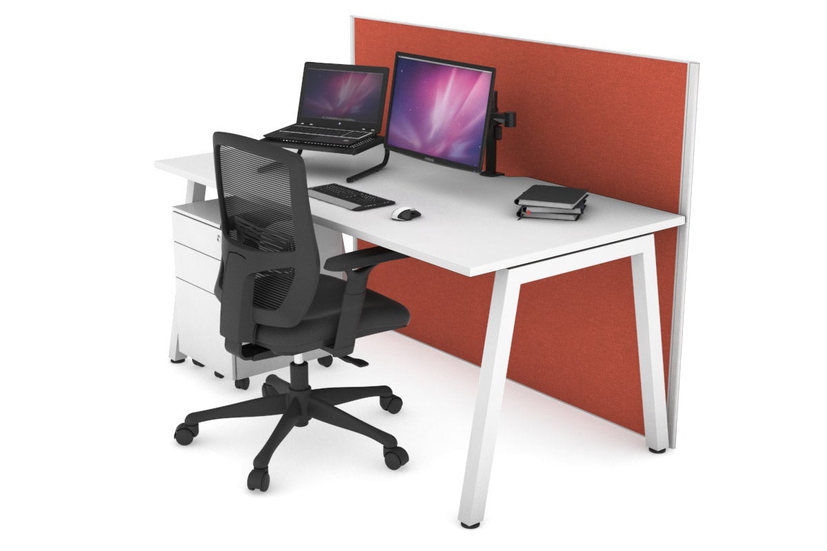Horizon Quadro A Legs Office Desk - 1600L x 800W with Cable Management Scallop | Modern Workstation for Home Office, Study Room & Small Business Spaces