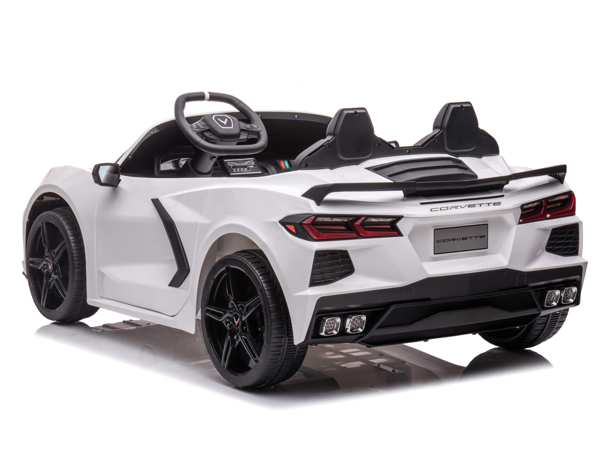 24V Chevrolet Corvette C8 2-Seater Kids Ride-On Car with Parental Remote Control - White Electric Toy Car for Boys & Girls - Perfect for Birthday Gifts, Outdoor Play, and Backyard Fun