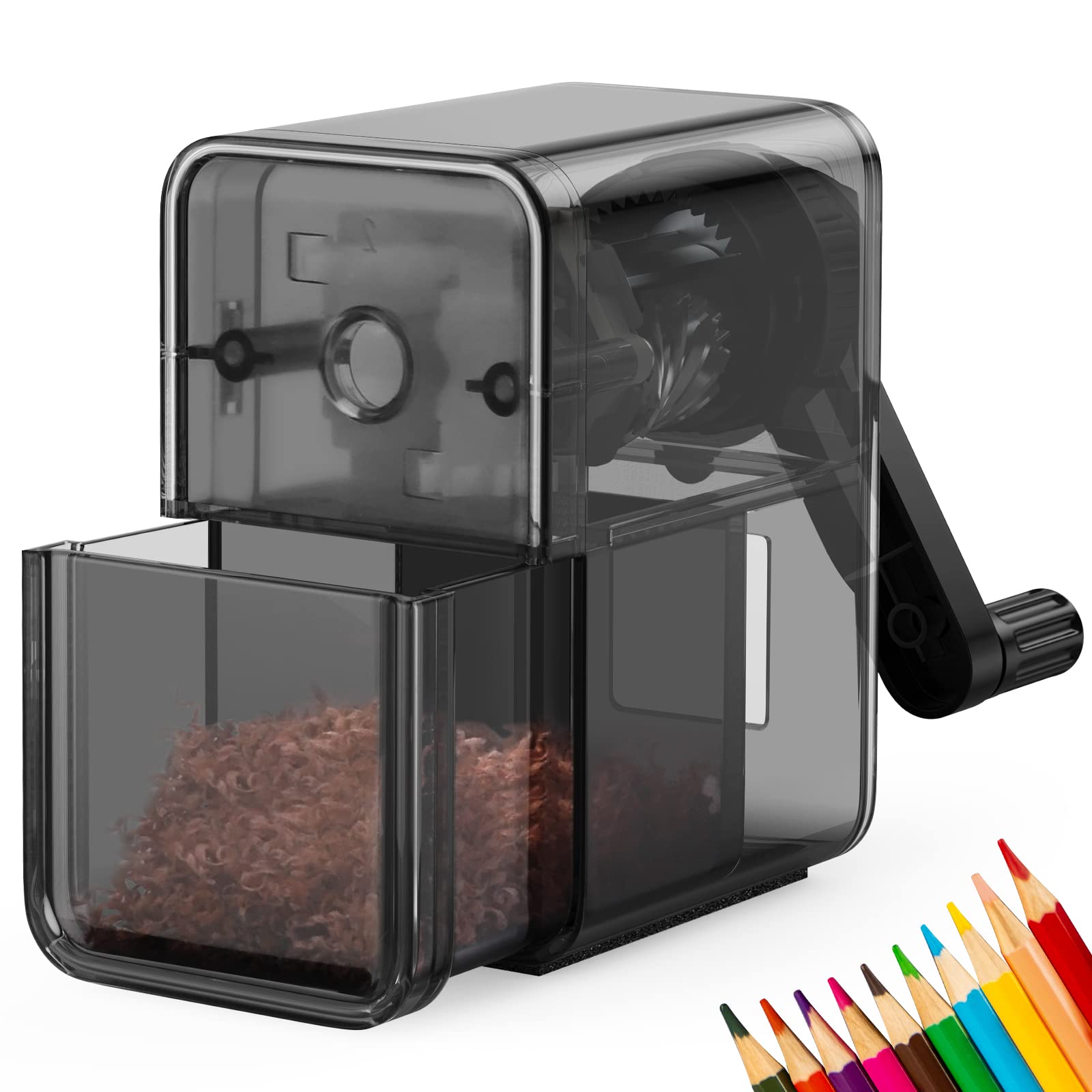 Premium Manual Pencil Sharpener - Black Helical Blade Sharpener for Fast & Smooth Sharpening | Ideal for No.2, Colored & Art Pencils | Perfect for Kids, Students, Artists, Classroom & Home Use | Great for School Supplies, Sketching & Office Work