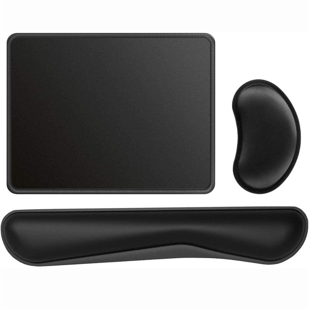 Ergonomic Memory Foam Keyboard Wrist Rest & Mouse Pad Set - Pain Relief for Office, Gaming & Typing on PC/Laptop - Comfortable Computer Accessories for Long Work Hours & Gaming Sessions
