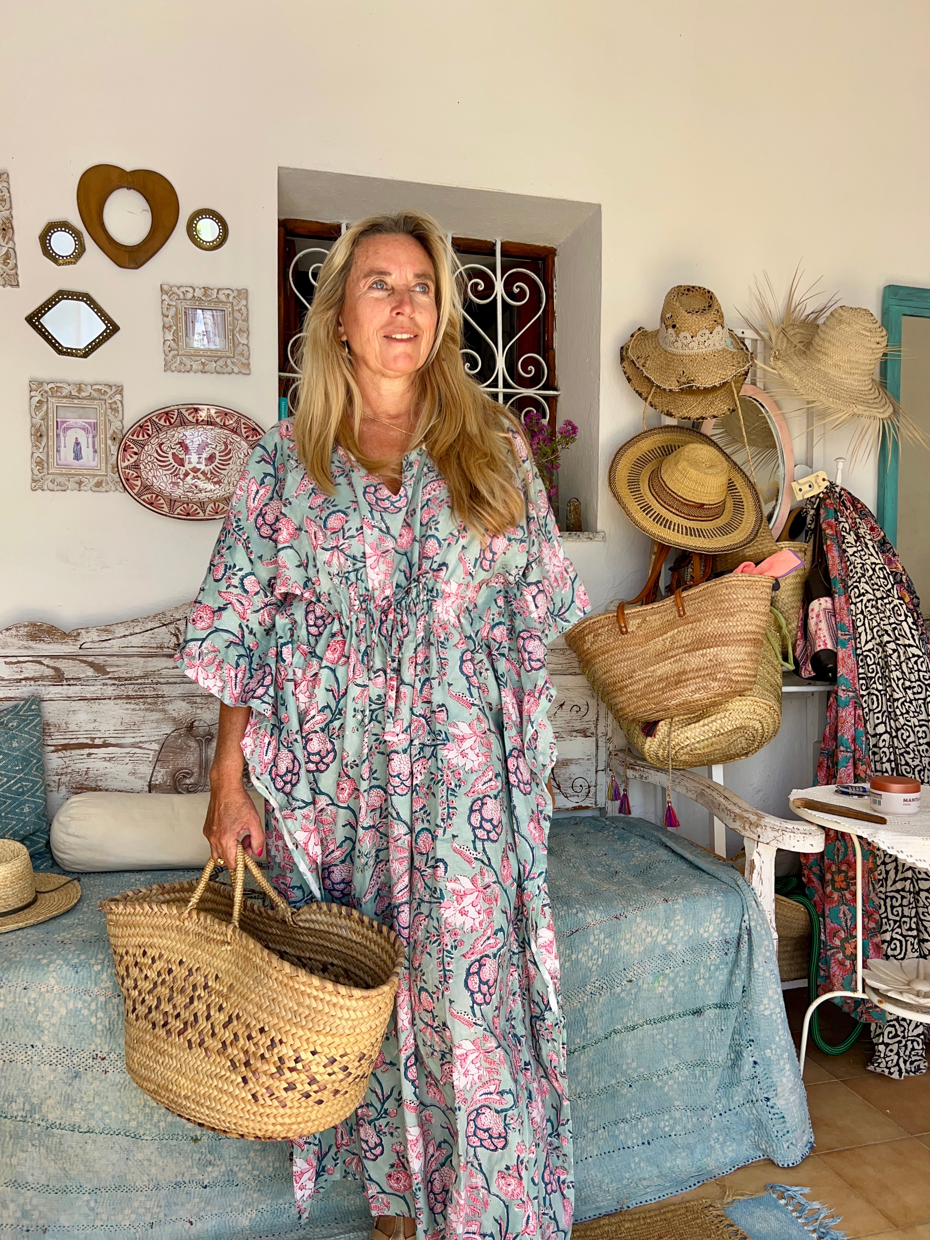 Stylish Kaftan Dress with Block Print Design - Perfect for Beach, Vacation, and Summer Outfits