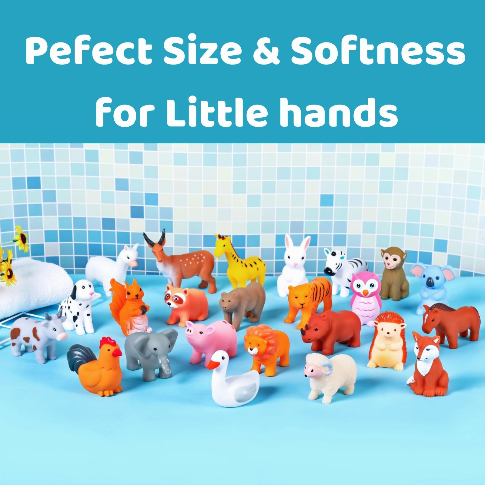 Best Baby Bath Toys for Infants 6-12 Months & Toddlers 1-3 Years - 24-Piece No Hole Bathtub Animal Toy Set - Safe, Fun & Educational Bath Time Play for Kids