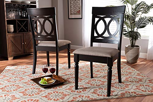 Modern & Contemporary 2-Piece Dining Chair Set - Sand Fabric Upholstery with Espresso Brown Wood Finish | Perfect for Kitchen, Dining Room & Small Space Decor