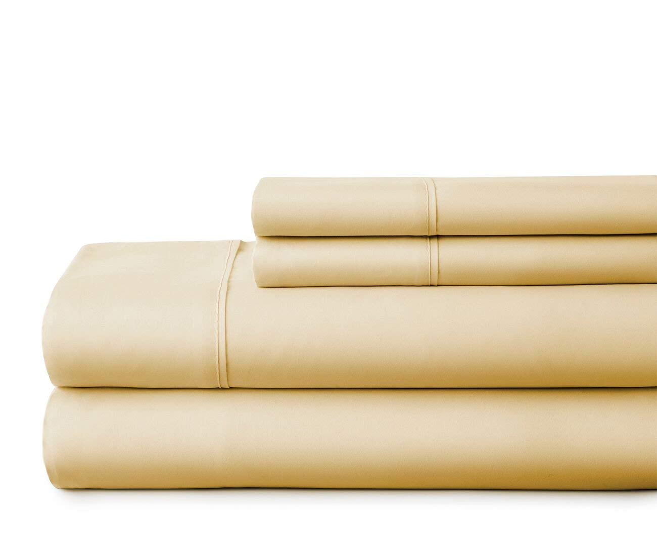 800 Thread Count 4-Piece 100% Cotton Bed Sheet Set - Full XL Size, Cream Color, Long-Staple Cotton for Ultimate Softness - Fits Mattress Up to 24