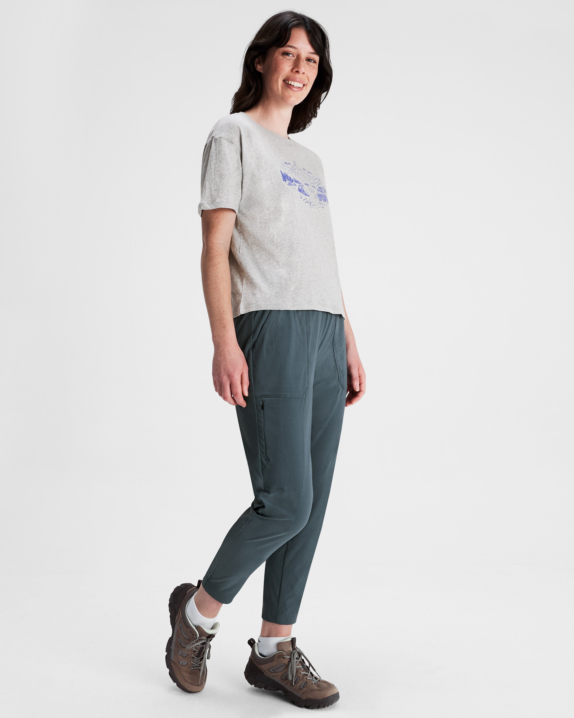 Organic Cotton Women's Ridgeline T-Shirt - Light Grey Marle | Soft & Breathable Casual Tee for Everyday Wear, Workouts & Outdoor Activities
