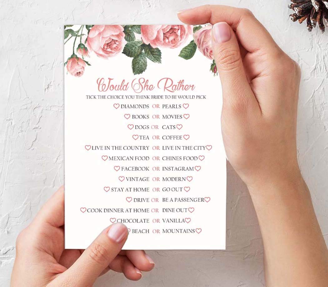 Bachelorette Party Games Set - Floral Bridal Shower Games Bundle (4 Games, 50 Sheets Each) | Fun Wedding Party Activities for Bridesmaids & Guests
