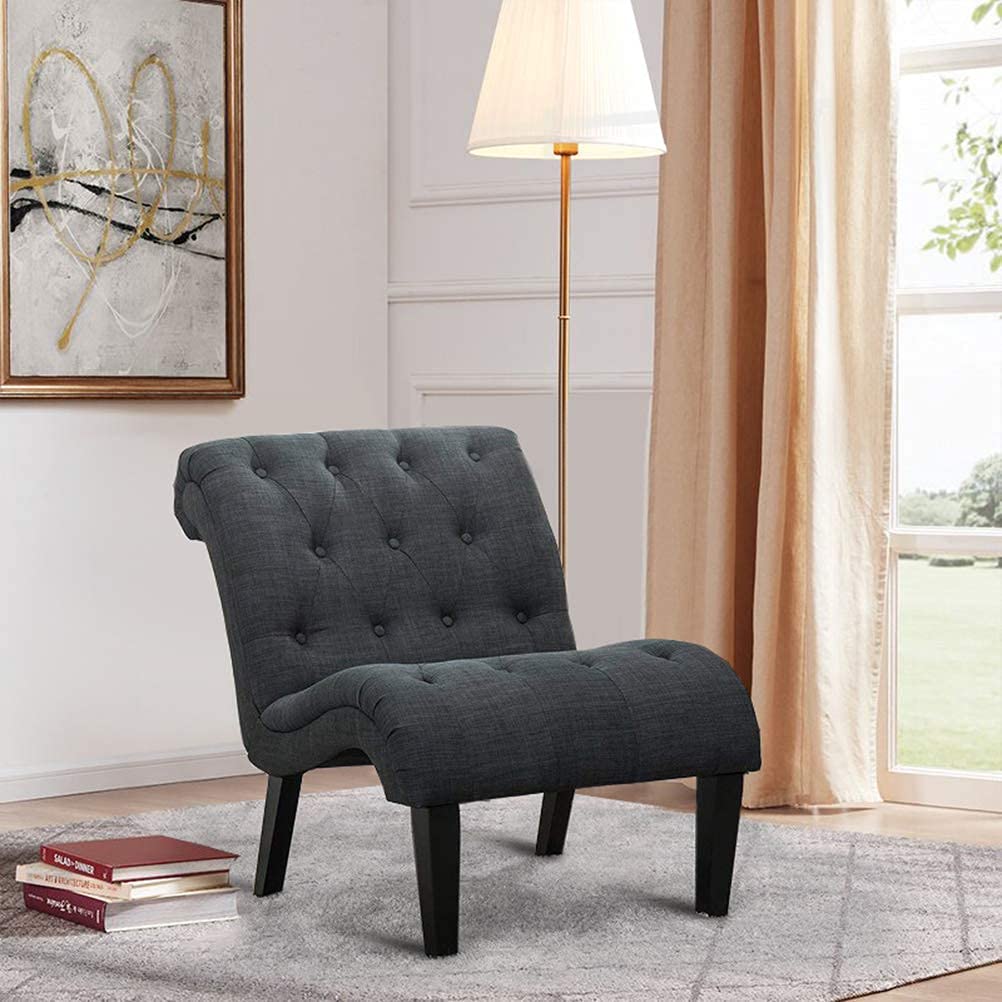HAOBO Button Tufted Accent Chair - Armless Slipper Chair for Living Room, Bedroom & Dining Room - Modern Home Furniture Set of 2 - Perfect for Reading Nooks, Guest Seating & Small Spaces