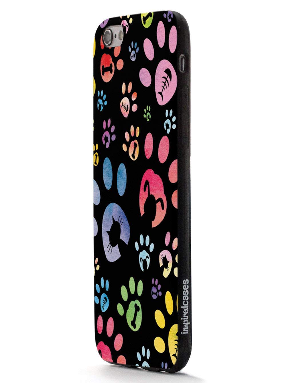 Inspired Cases - iPhone 8 Case Compatible - 3D Textured Protective Cover for Apple iPhone 8 - Cute Paw Prints Design for Dog & Cat Lovers - Black - Perfect for Everyday Use & Pet Lovers
