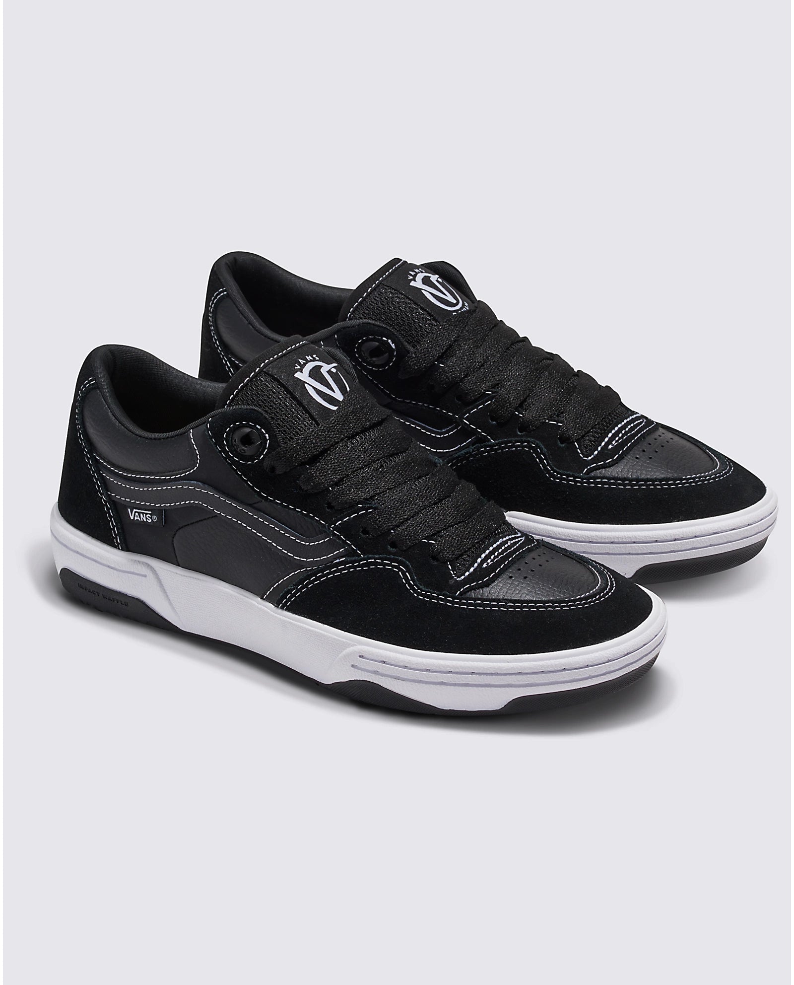 VANS Rowan 2 Black Leather & White Skate Shoes for Men - Comfortable Sneakers for Skateboarding, Casual Wear & Street Fashion