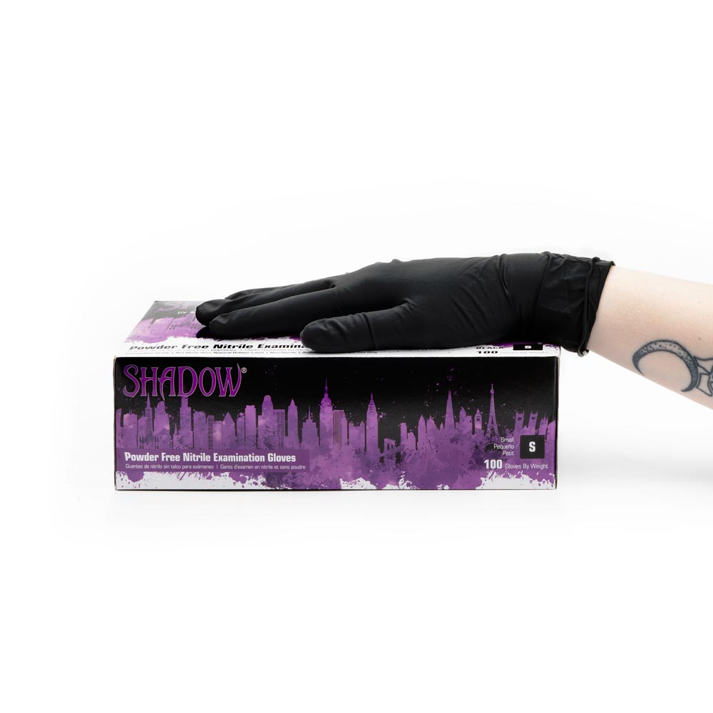 Adenna Shadow Black Nitrile Exam Gloves - Disposable Medical Gloves for Healthcare, Food Handling & Tattoo - Latex-Free, Powder-Free, Textured Grip (100 Count) - Ideal for Doctors, Nurses, Tattoo Artists & Home Use