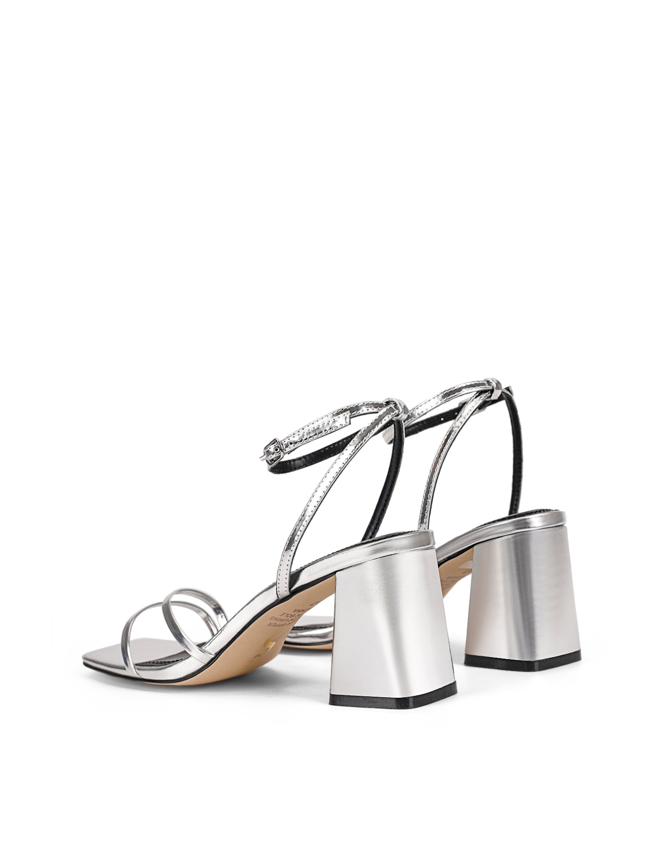 Starling Strappy Block Heels - Silver Mirror Metallic Leather Women's Shoes for Party, Wedding & Evening Events | Comfortable & Stylish Dress Pumps