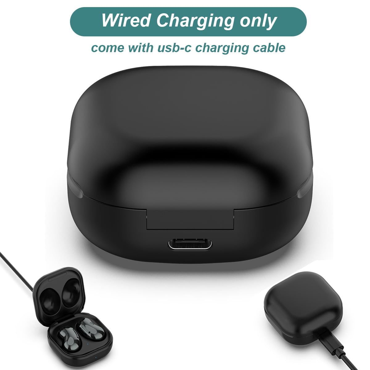 Samsung Galaxy Buds Live Charging Case Replacement (SM-R180) - Wireless Charger Dock Station for Galaxy Buds Live Bluetooth 5.0 Earbuds - Perfect for Travel, Workout & Daily Use (Black)