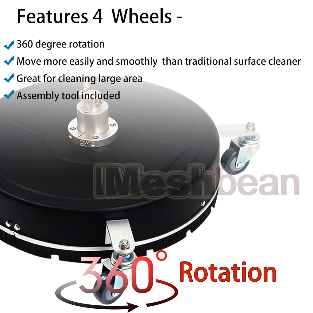 **20 Inch 4000 PSI Surface Cleaner Pressure Washer with 4 Wheels, 2 Extra Nozzles & 2 Extension Wands - 1/4