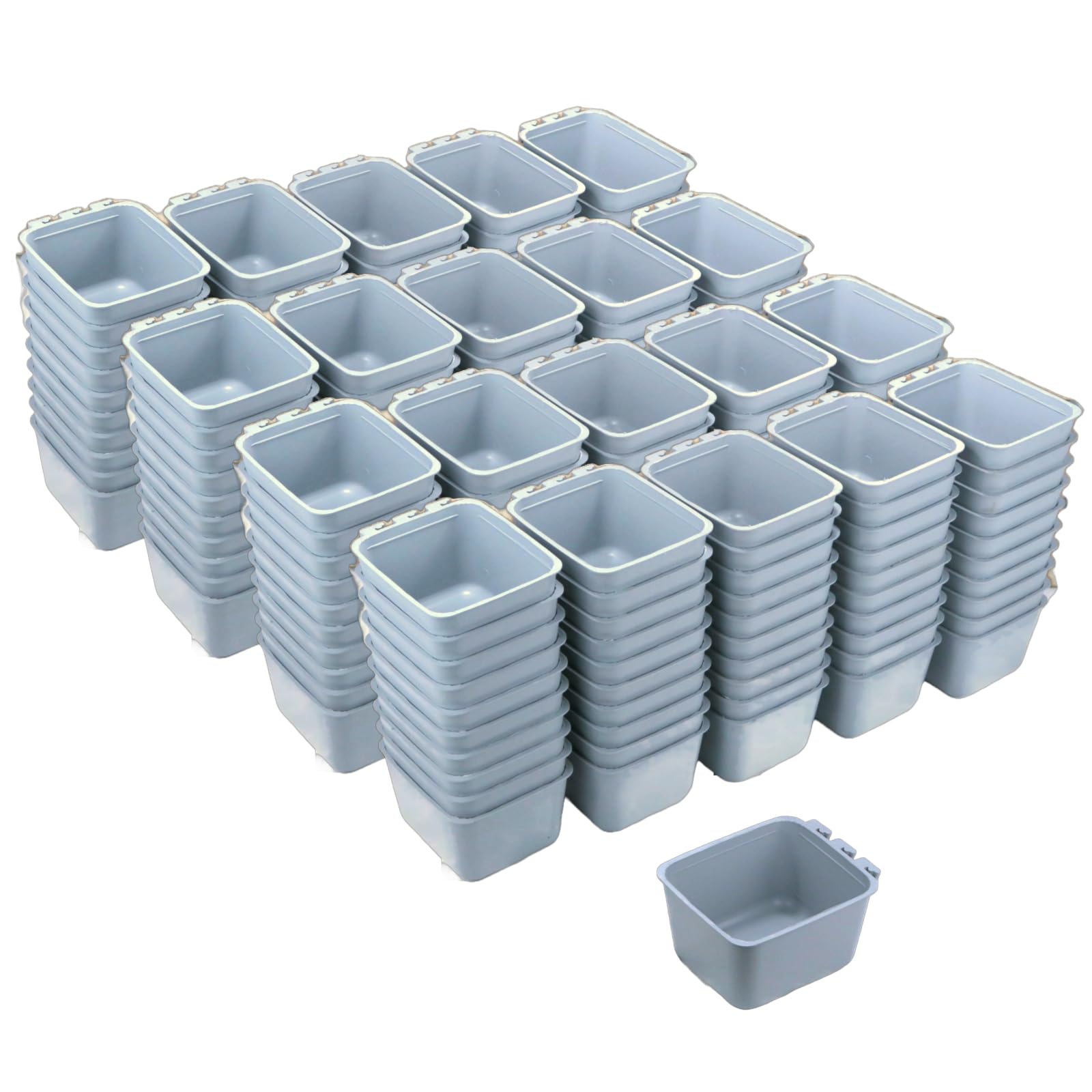 300-Pack Gray Cage Cups for Poultry Water & Feed - Durable Drinkers for Chickens, Ducks, Birds, Hamsters - Perfect for Coops, Aviaries & Small Animal Cages